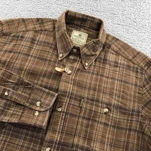Baretta Shirt Mens Large Brown Flannel Plaid Long Sleeve Button Down Classic